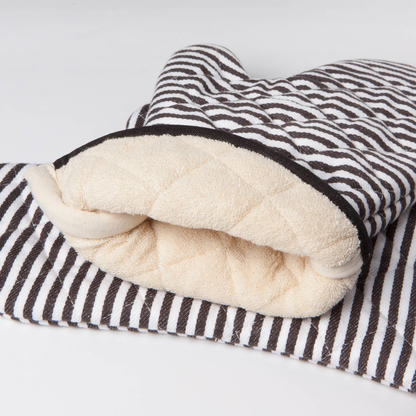 Superior Black Narrow Stripe Oven Mitt