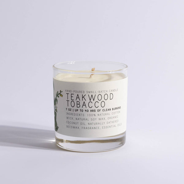 Teakwood Tobacco Glass Jar Candle