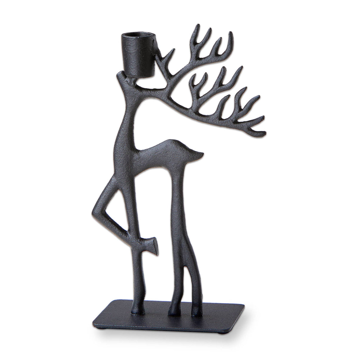 Black Aluminum Forest Reindeer Centerpiece Taper Holder