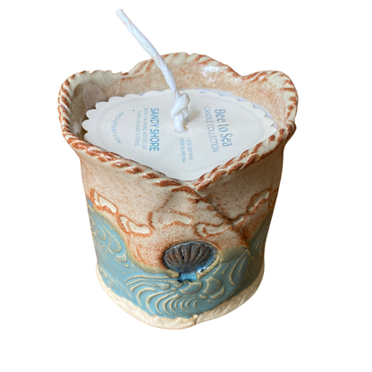 Footprints in the Sand Ceramic Candle