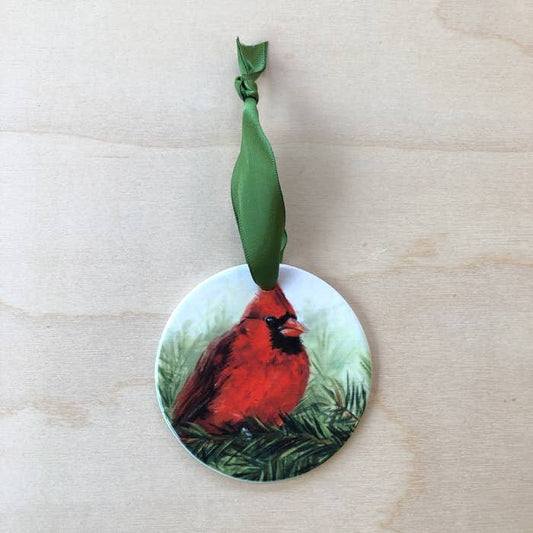 Cardinal in Pine Ornament