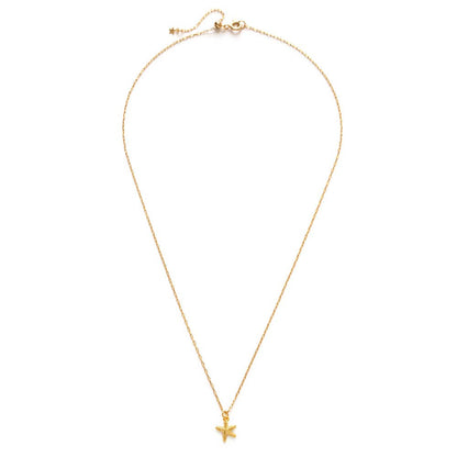 Gold necklace with a starfish pendant on a white background