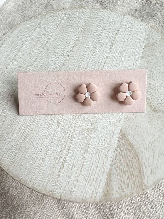 Pink Pastel Flower Stud Earrings