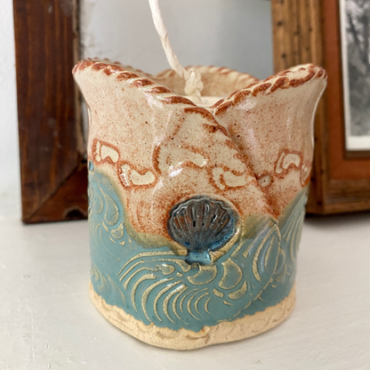 Footprints in the Sand Ceramic Candle