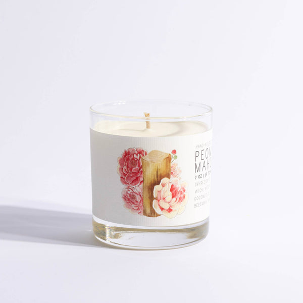 Peony & Mahogany Glass Jar Candle