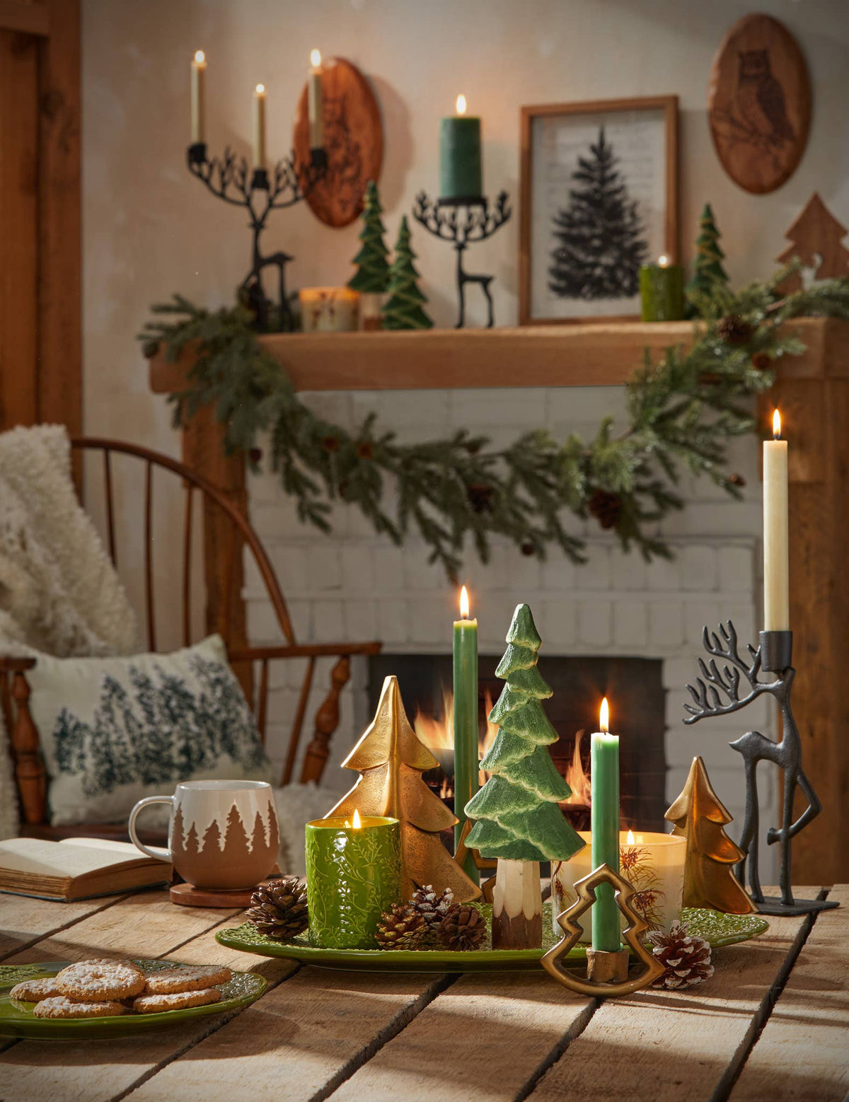 Black Aluminum Forest Reindeer Centerpiece Taper Holder