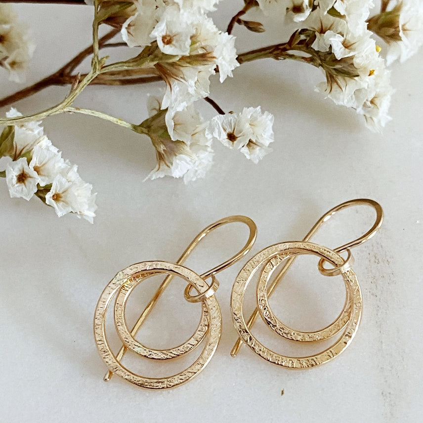 Gold Little Halo Drop Earrings