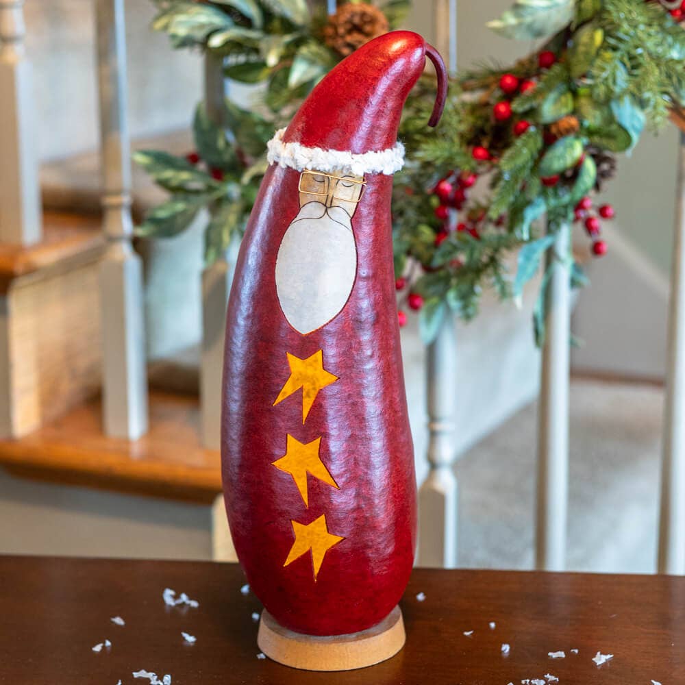 Santa Large Tall Lit Gourd Gourd Luminary