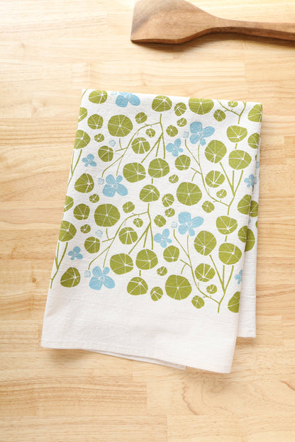 Spring Nasturtium Printed Tea Towel