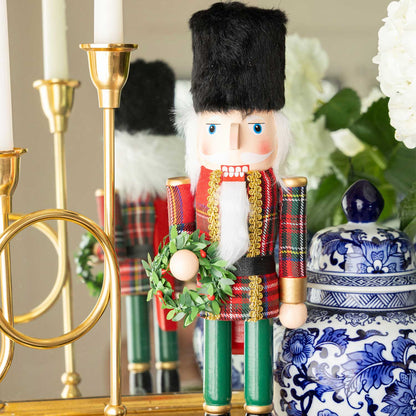 Tartan Plaid 15" Hand-Painted Wood Nutcracker
