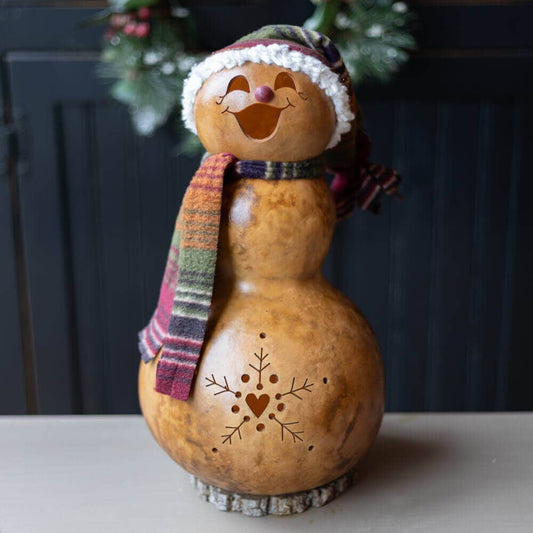 Flurry Snowman Large Lit Lady Gourd Luminary