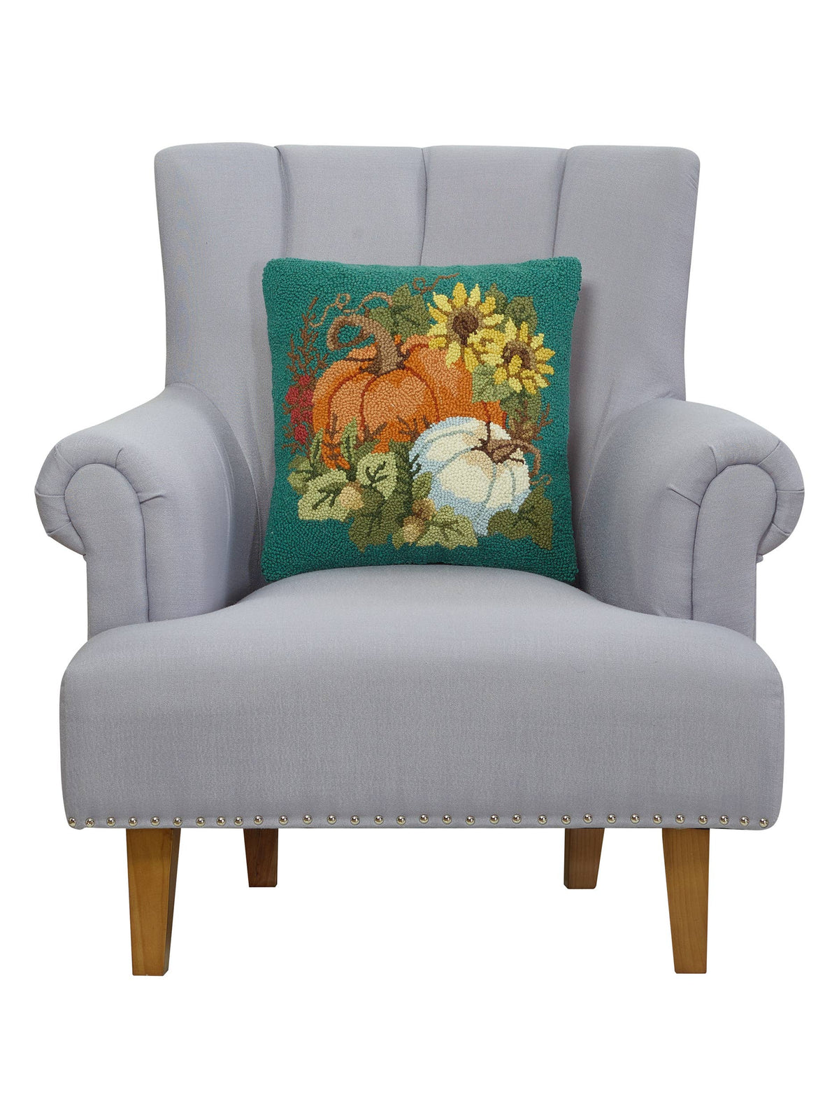 Orange & White Pumpkin Hook Pillow - Susan Winget