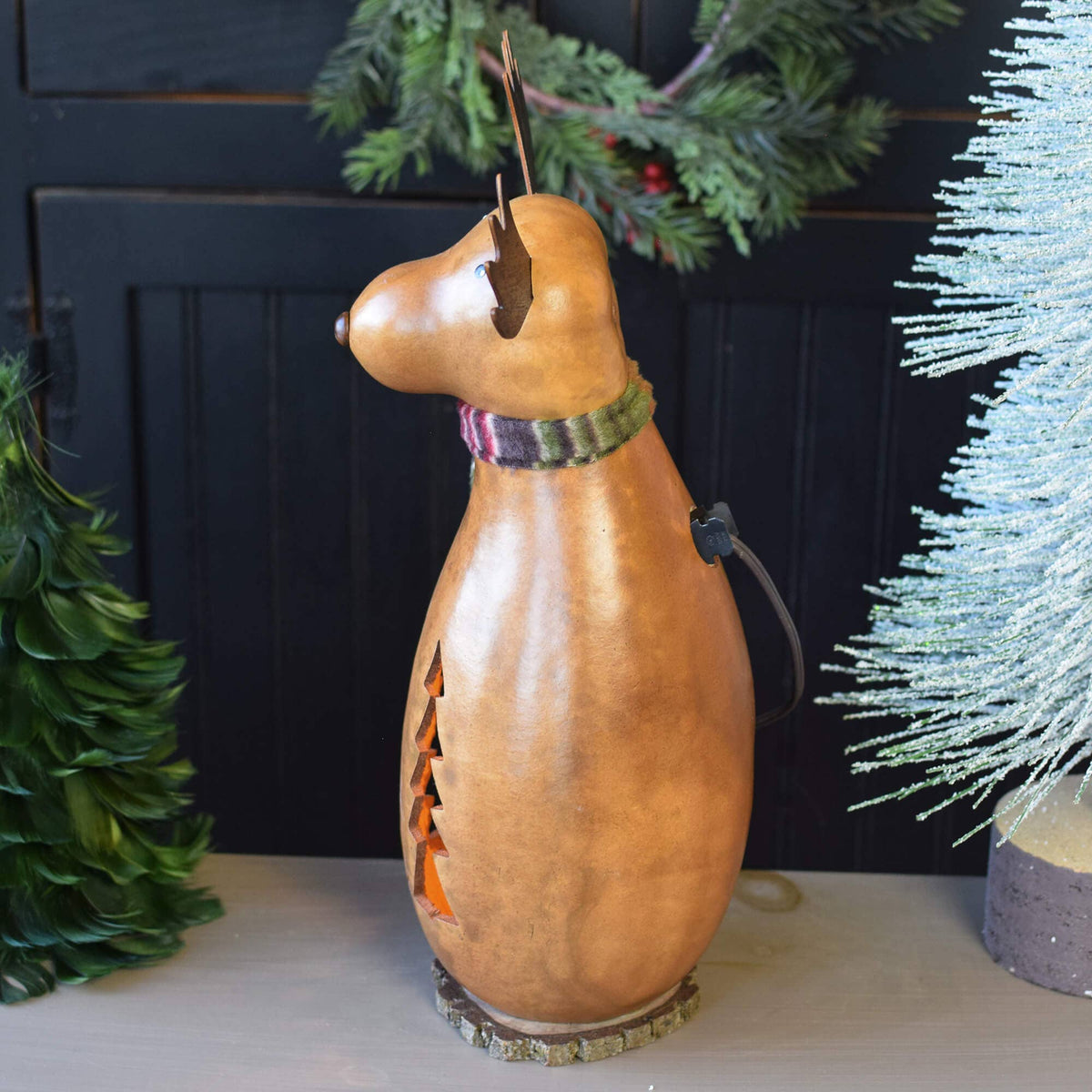 Miles Moose Small Tall Lit Gourd Luminary