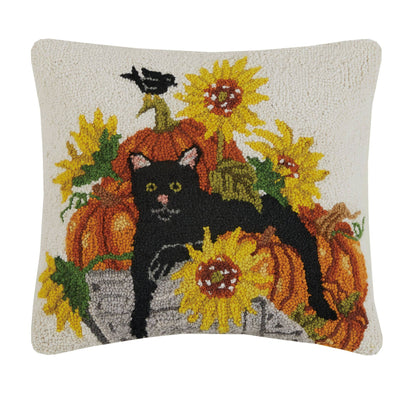 Cat & Sunflowers Hook Pillow - Mary Lake Thompson