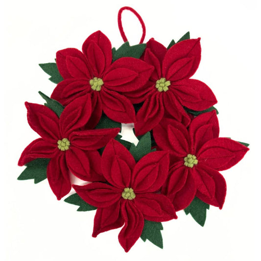 Handmade Felt Poinsettia Wreath