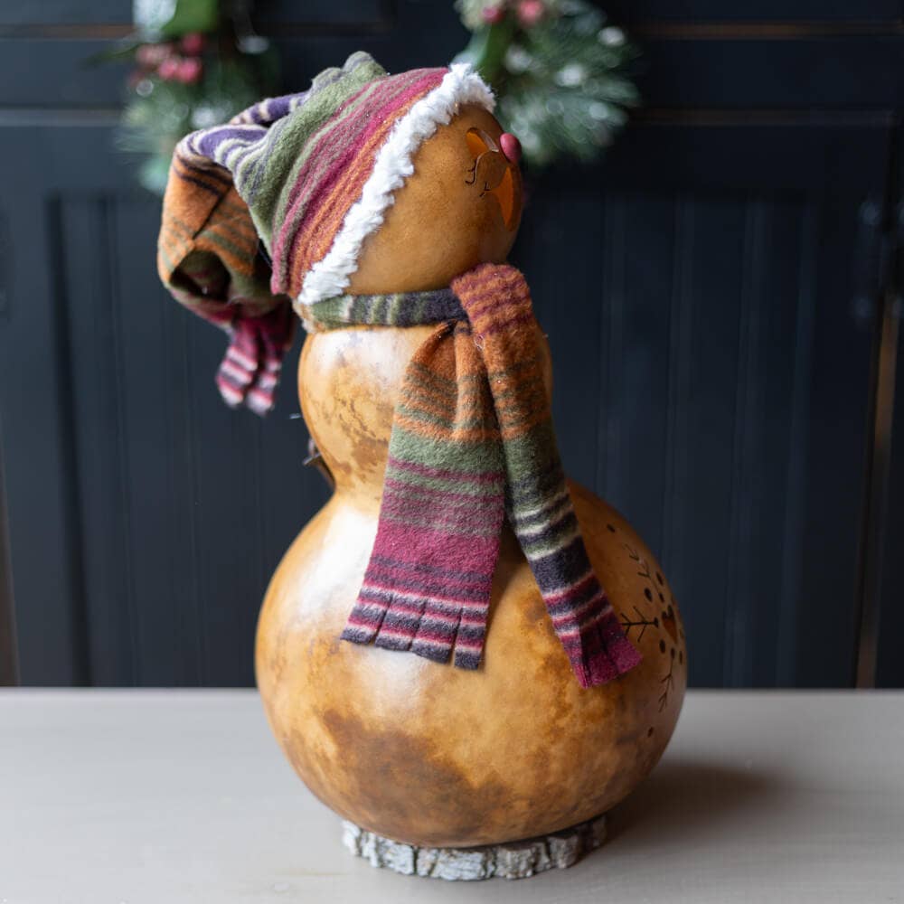 Flurry Snowman Large Lit Lady Gourd Luminary
