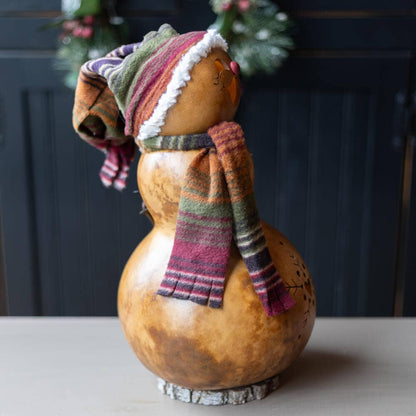 Flurry Snowman Large Lit Lady Gourd Luminary
