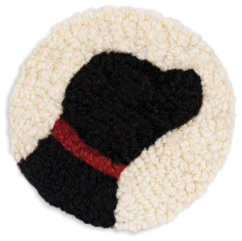 Black Lab Hooked Wool Table Coaster 4 Pack