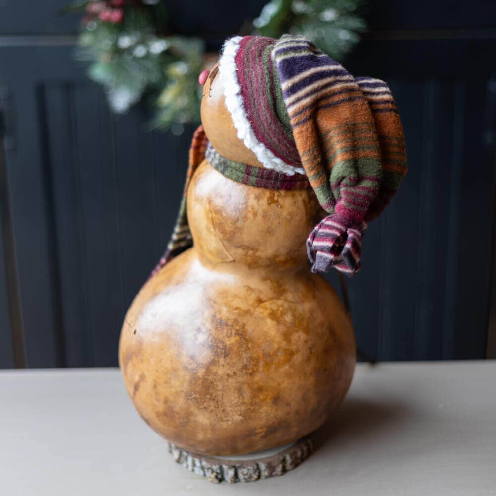 Flurry Snowman Large Lit Lady Gourd Luminary