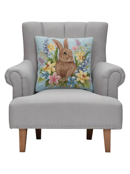Floral Egg Bunny Hooked Pillow