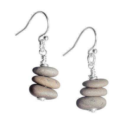 Pair of stone-stacked earrings on a white background