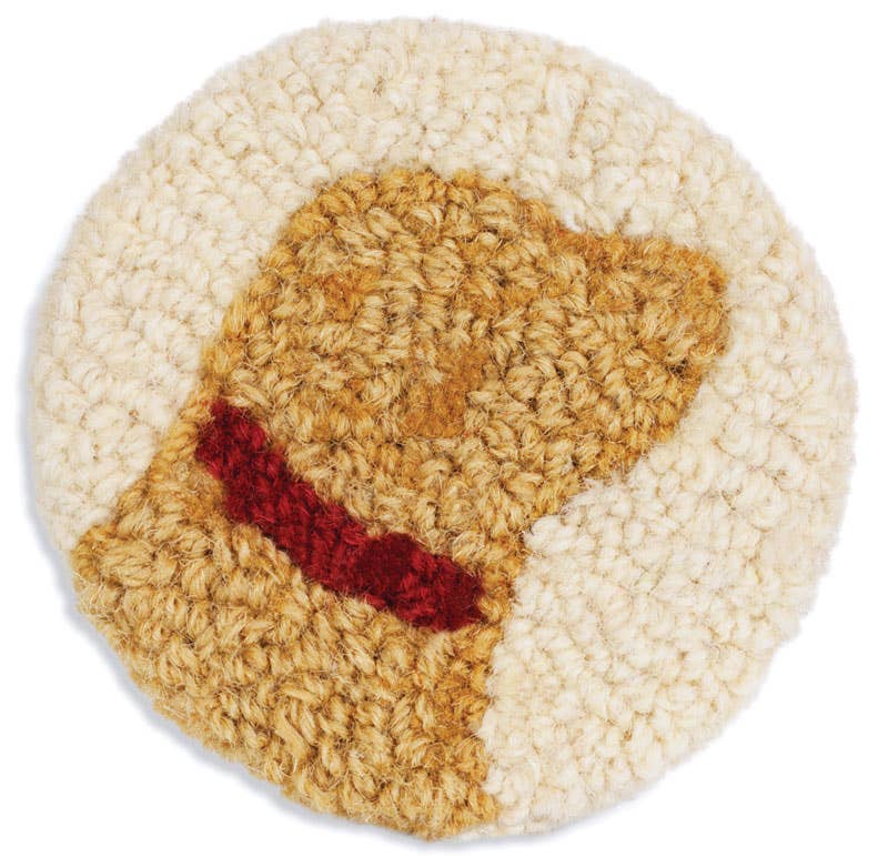 Yellow Lab Hooked Wool Table Coaster 4 Pack