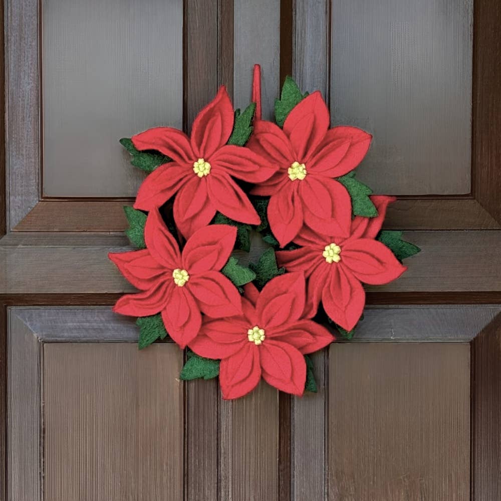 Handmade Felt Poinsettia Wreath