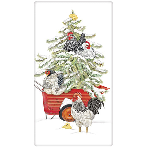 Winter Chicken Tree Tea Towel