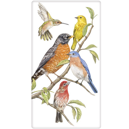 Backyard Birds Tea Towel