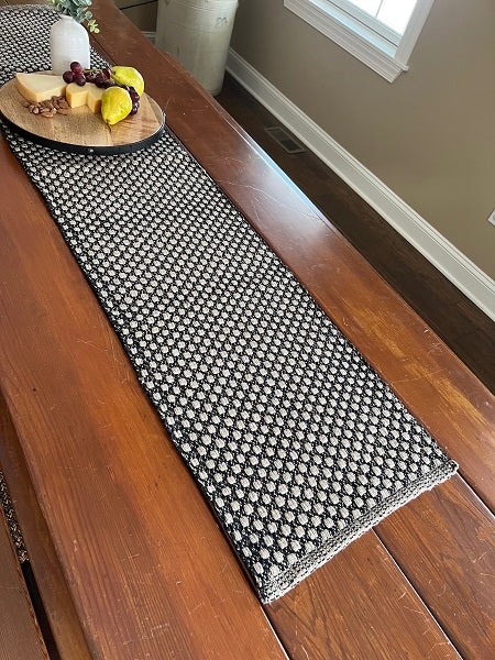56" Black & Tan Cottage Weave Table Runner