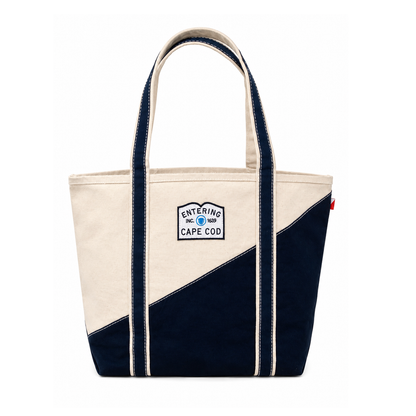 Tote bag with 'Entering Cape Cod' logo on a white background