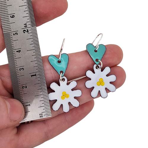 Daisy Heart Enamel Earrings