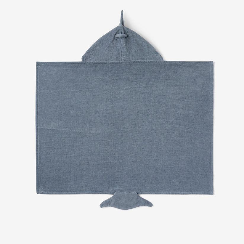 Blue hooded towel on a white background