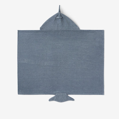 Blue hooded towel on a white background