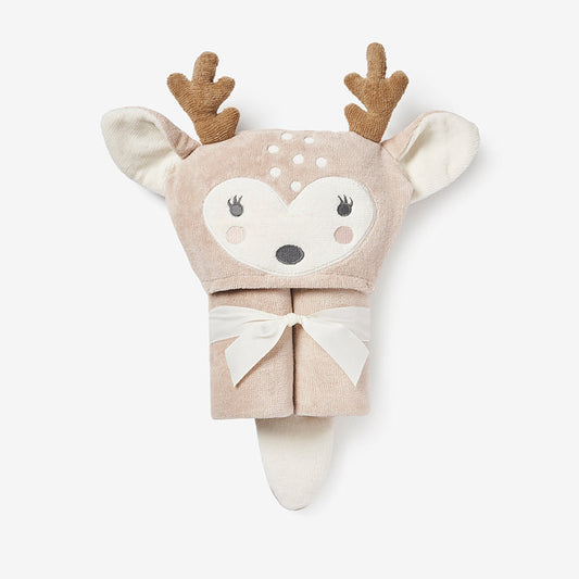 Deer-shaped towel with soft texture on a white background