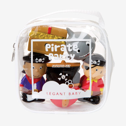 Set of pirate-themed toys in a clear plastic case with 'Elegant Baby' branding.