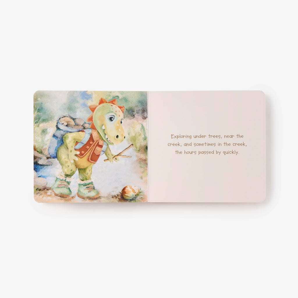 Illustrated book page with a dragon character and text on a white background