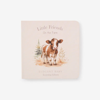 Book cover with a cow illustration and text on a white background