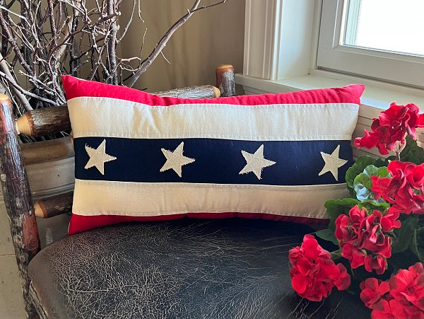 Vintage Stars & Stripes Bolster Pillow 10" x 20"