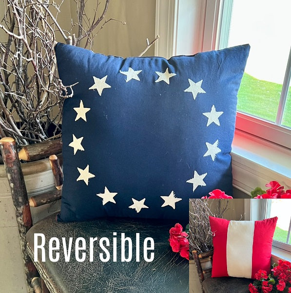 Vintage Flag Pillow Reversible 18 x 18"