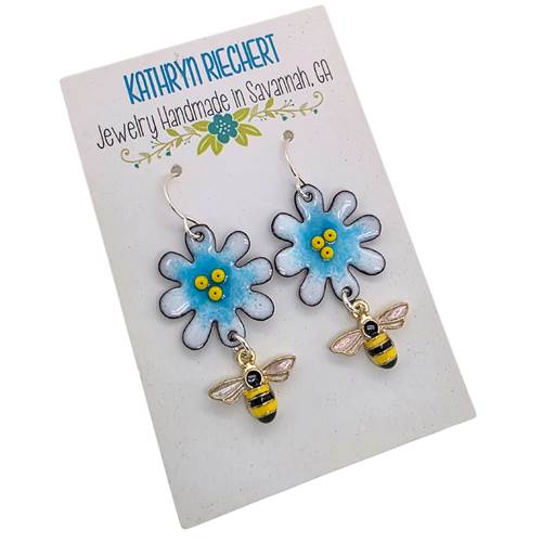 Flower and Bee Earrings