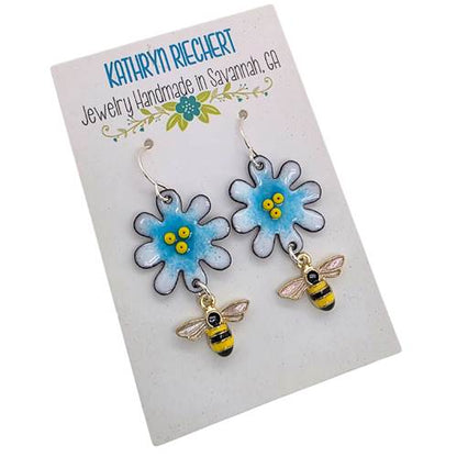 Flower and Bee Earrings