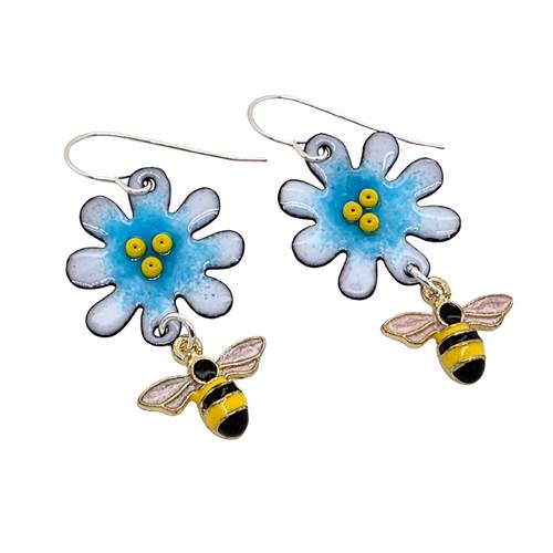 Flower and Bee Earrings
