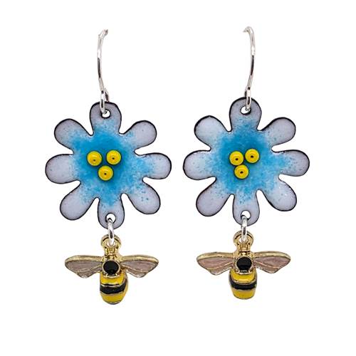 Flower and Bee Earrings