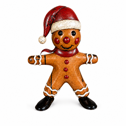 Decorative gingerbread man figurine on a white background