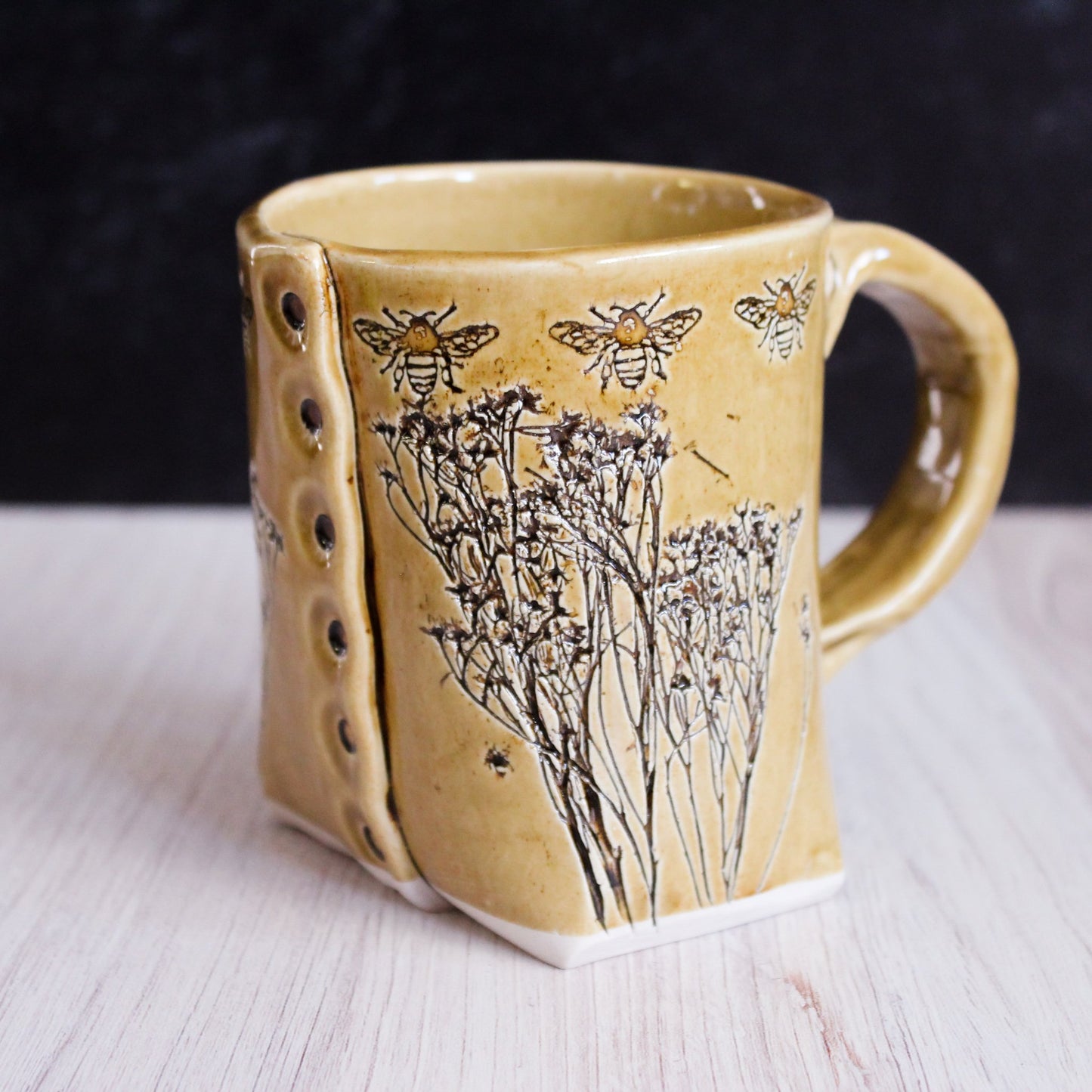 Tan Bee Ceramic Mug