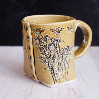 Tan Bee Ceramic Mug