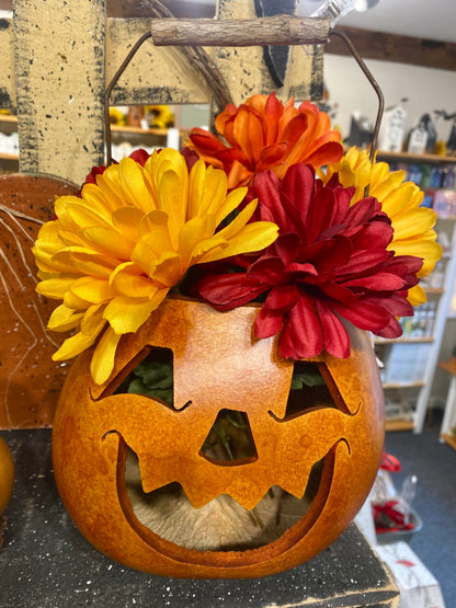 Rusty Basket Jack-O-Lantern Gourd