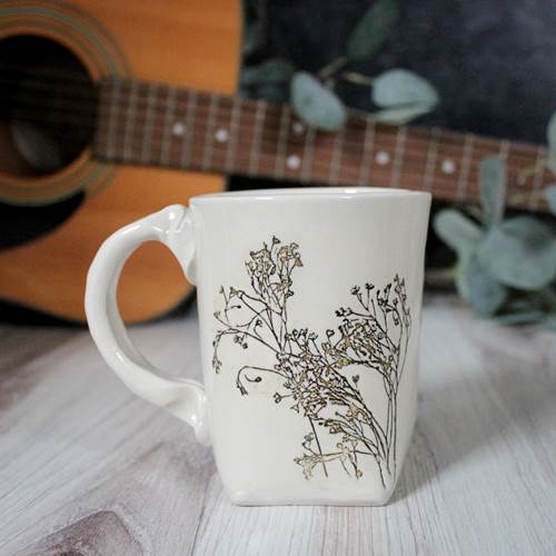 White Floral Mug