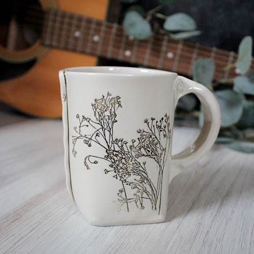 White Floral Mug